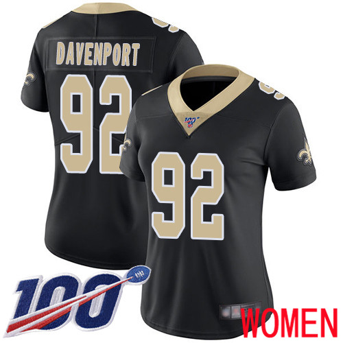 New Orleans Saints Limited Black Women Marcus Davenport Home Jersey NFL Football #92 100th Season Vapor Untouchable Jersey